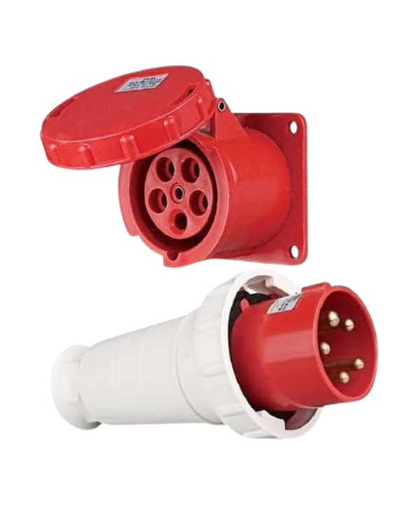 DeHMY 63amp 5pin Industrial Plug Socket Coupler 3P+N+E Mounted 5Pin 220V-380V and 240V-415V