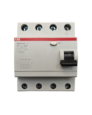 ABB RCCB 25 Amp 2P Double Pole DP 100 mA Residual Current FB202 AC-25/0.1,1SYF202015R2250